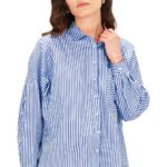 Chemise femme Caroll 232c-claudine coton ciel marine