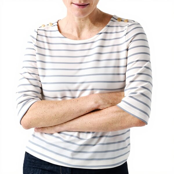 T-shirt Caroll classique femme ivoire marine manches courtes