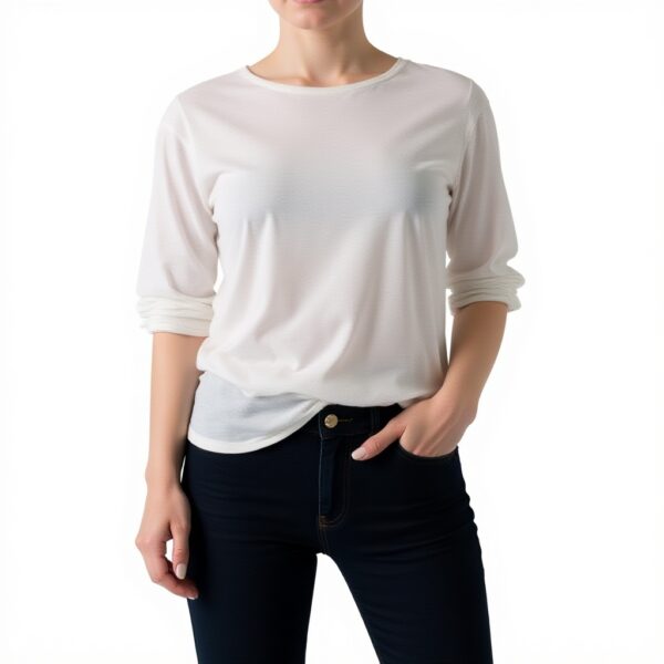 T-shirt Caroll classique femme ivoire marine manches courtes