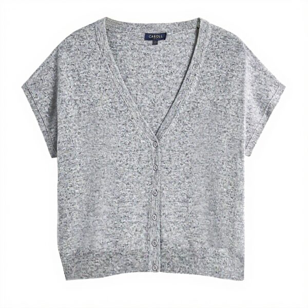 Gilet femme Caroll oversize manches courtes couleur perle