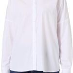 Chemise femme CAROLL 100% coton empiècement blanc-0