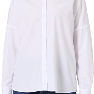 Chemise femme CAROLL 100% coton empiècement blanc-0