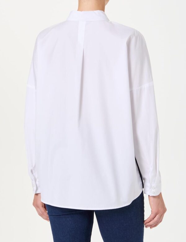Chemise femme CAROLL 100% coton empiècement blanc-2