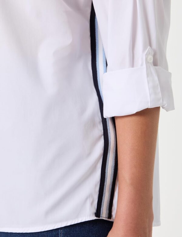 Chemise femme CAROLL 100% coton empiècement blanc-3