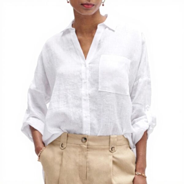 Chemise oversize CAROLL asymétrique femme blanche boutons