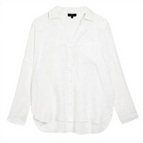 Chemise oversize CAROLL asymétrique femme blanche boutons