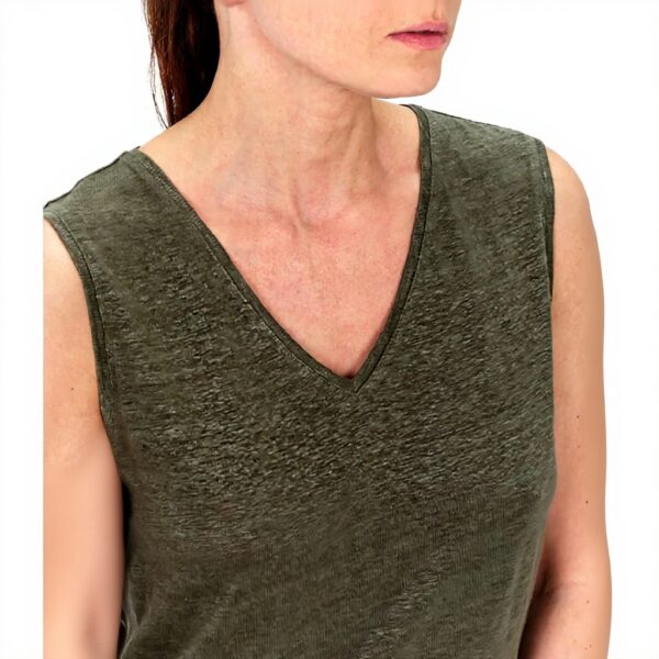 Débardeur femme Caroll en lin confortable couleur kaki