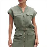 Jupe en lin mi-longue Caroll femme mode vêtements