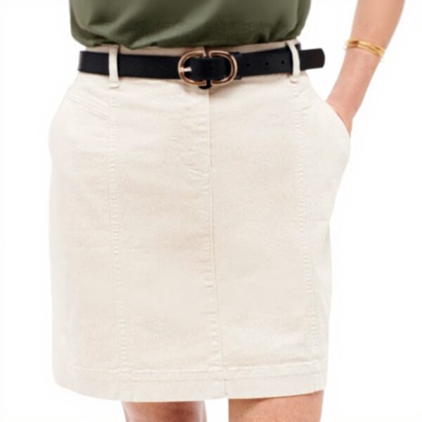 Jupe en jean Caroll coupe droite fermeture bouton zip