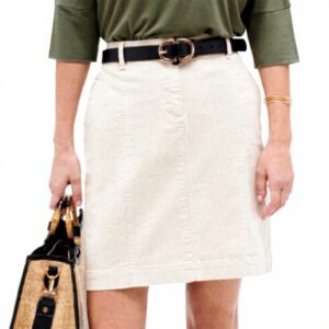 Jupe en jean Caroll coupe droite fermeture bouton zip