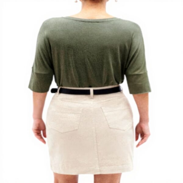 Jupe en jean Caroll coupe droite fermeture bouton zip