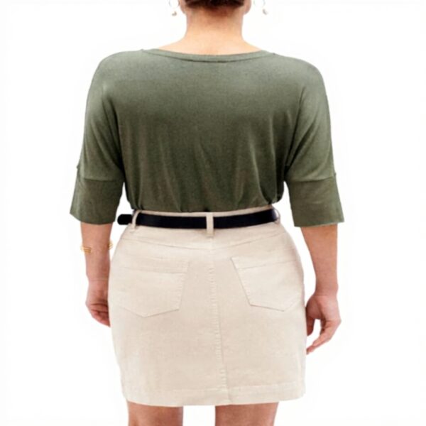 Jupe en jean Caroll coupe droite fermeture bouton zip