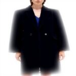 Manteau femme Caroll coupe droite évasée bleu tailles 36-46