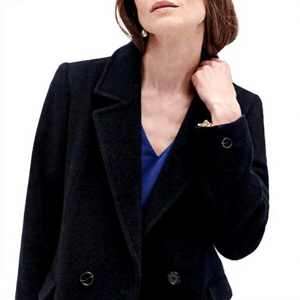 Manteau femme Caroll coupe droite évasée bleu tailles 36-46