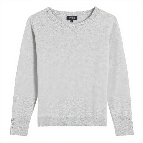Pull femme 100 cachemire Caroll col rond gris clair