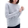 Pull femme 100 cachemire Caroll col rond gris clair
