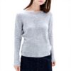 Pull femme 100 cachemire Caroll col rond gris clair