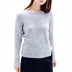 Pull femme 100 cachemire Caroll col rond gris clair