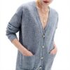 Pull femme col V Caroll gris moyen mode intemporel