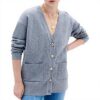 Pull femme col V Caroll gris moyen mode intemporel