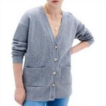 Pull femme col V Caroll gris moyen mode intemporel
