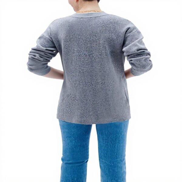 Pull femme col V Caroll gris moyen mode intemporel