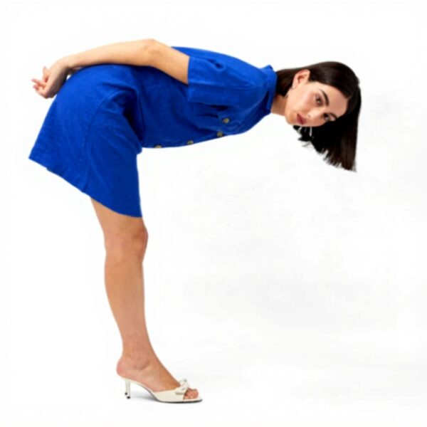 Robe femme Caroll Laure lin saharienne confortable bleu