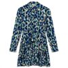 Robe cocktail Caroll manches longues evasée bleu femme