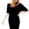 Robe cocktail Caroll mi-longue manches courtes noir