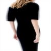 Robe cocktail Caroll mi-longue manches courtes noir