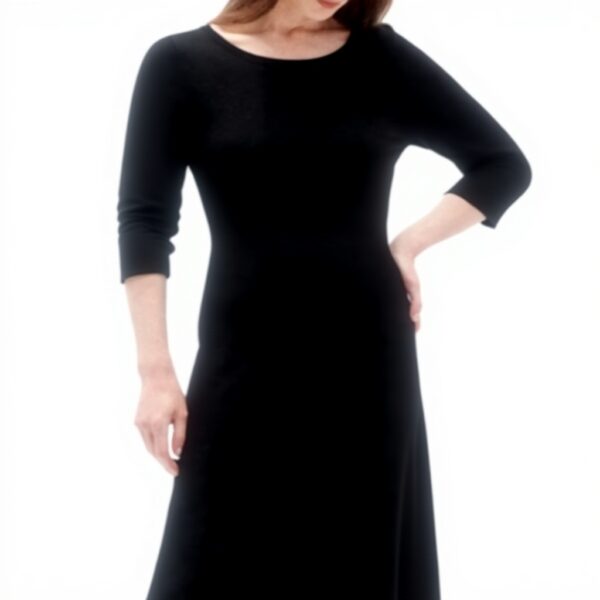 Robe casual Caroll mi-longue manches courtes noir femme