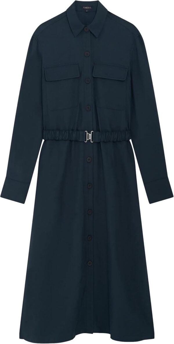 Robe midi Caroll viscose manches longues femme bleu-1