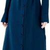 Robe midi Caroll viscose manches longues femme bleu-0