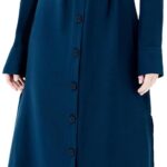 Robe midi Caroll viscose manches longues femme bleu-0