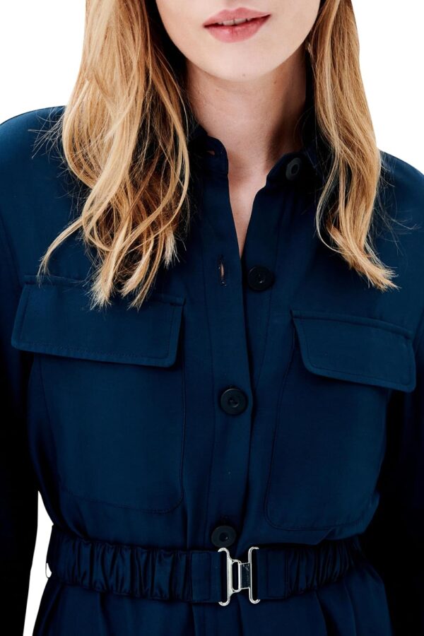 Robe midi Caroll viscose manches longues femme bleu-3