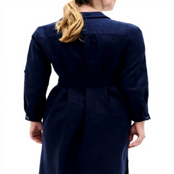 Robe Caroll Midi Lin Manches Longues Femme Marine
