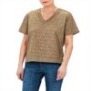 T-shirt col V manches courtes Caroll Femme Or Mode