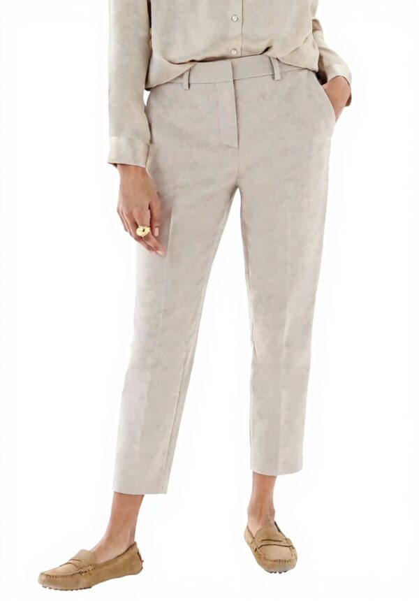 Caroll Pantalon Femme Beige Marine Tailleur Élégant