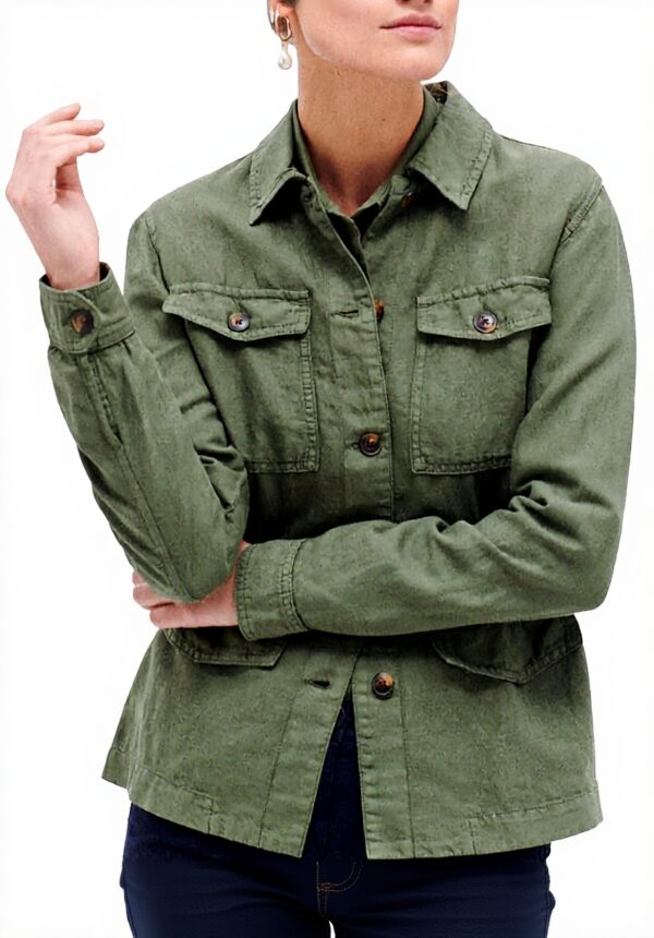 Saharienne Caroll Lin Coton Veste Femme Ajustable Boutons