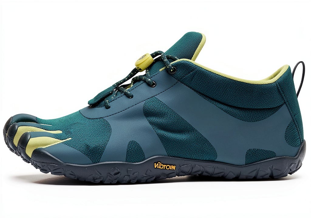 Chaussures Vibram FiveFingers Bleu Femme Confort Naturel en situation réelle, portées lors d'une randonnée en montagne